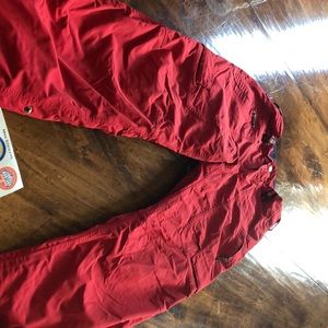 Men’s red ski pants.
